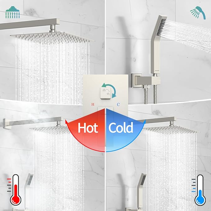 SR SUN RISE Shower Faucet Set Bathroom Square Rain Shower Head - Image 6
