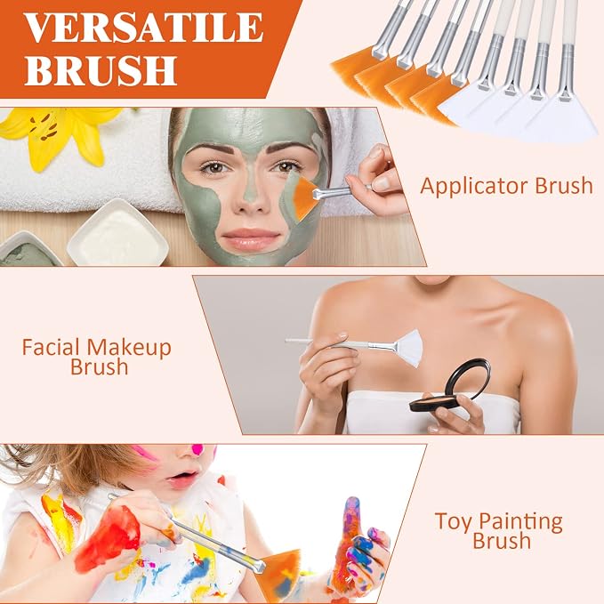 9 Pieces Facial Fan Mask Brushes, Soft Facial Applicator Brushes Tools - Image 5