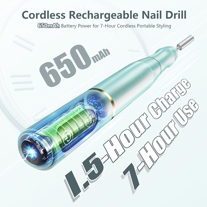 TUOBEO Cordless Nail Drill Electric Rechargeable File Kit, Professional Efile - Image 2