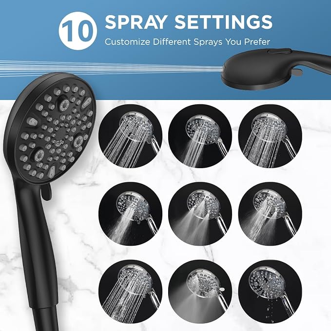 MakeFit Dual Handheld Shower Head Combo, 2-in-1 Rain Shower Heads System 8 Inch - Image 6