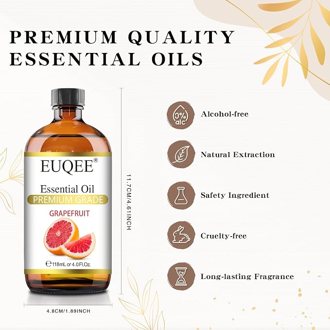 EUQEE Grapefruit Essential Oil 118mL Pure Grapefruit Oil, Large Capacity - Image 5
