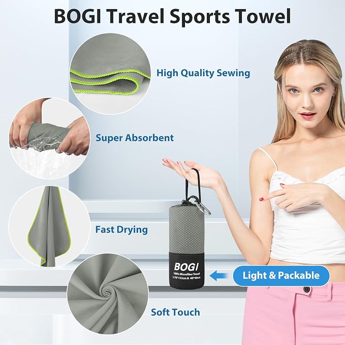BOGI Microfiber Travel Sports Towel-Quick Dry, Soft Lightweight, Compact - Image 4