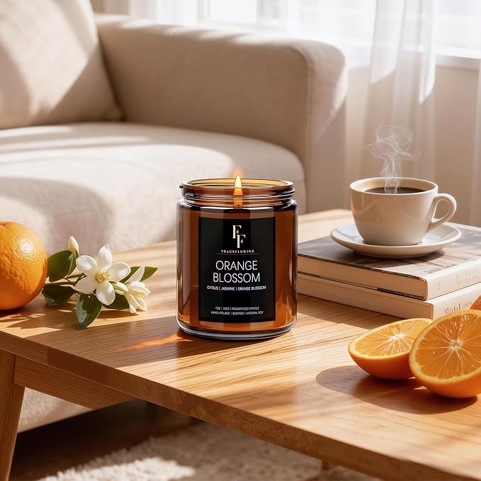 Orange Blossom Scented Candle for Home Soy Wax Candle, Aromatherapy Candle Gift - Image 4