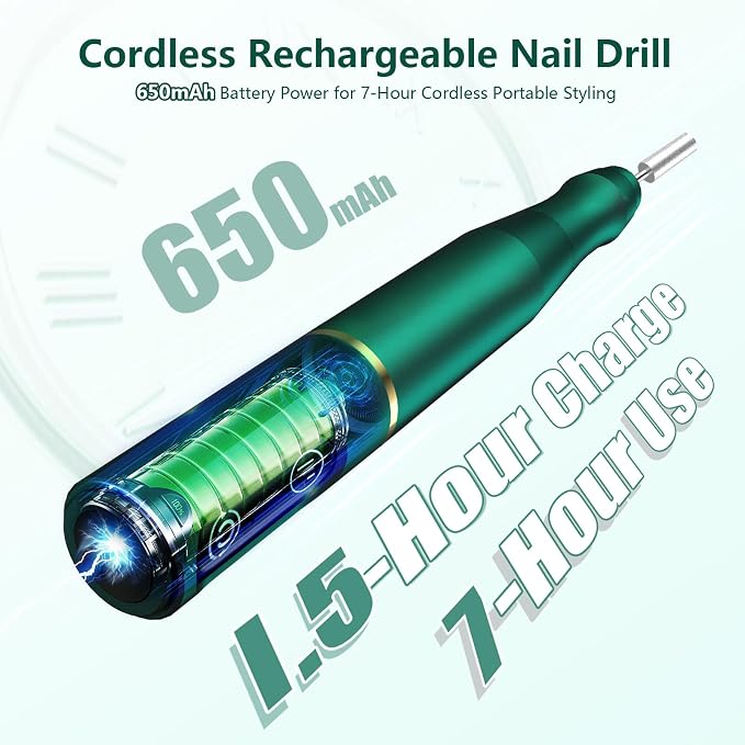 TUOBEO Cordless Nail Drill Electric Rechargeable File Kit, Professional Efile - Image 2