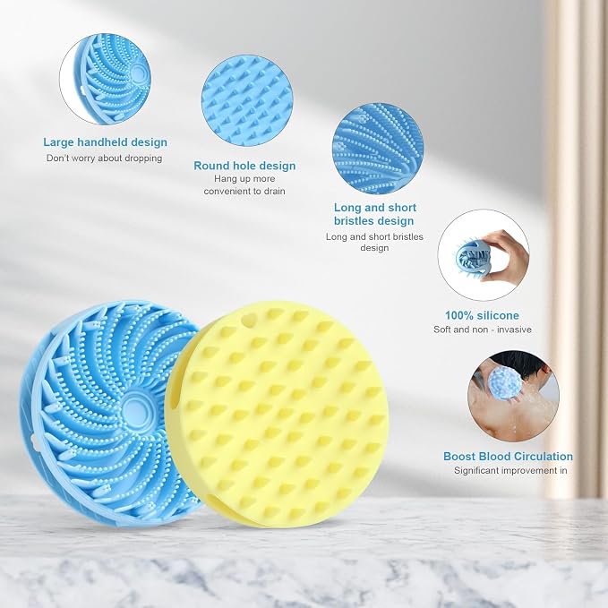 Upgraded Version Silicones Body Scrubber, Double-Sided Design Body Brush - Image 3