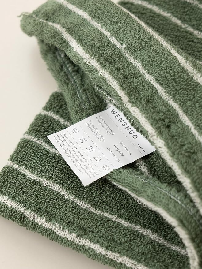 WENSHUO Frosted Pines-Striped Hair Towel Wrap-Drying Tool, 100% Combed Cotton - Image 6