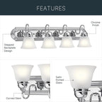 Kichler 30" 4-Light Vanity Bath Light in Chrome, Modern Bathroom Light - Image 4