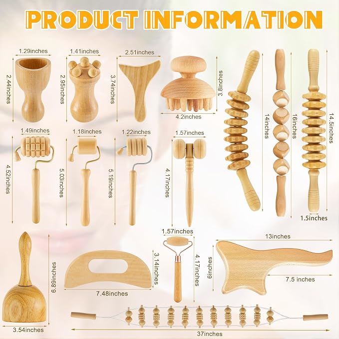 16-in-1 Wood Therapy Massage Tools Set Maderoterapia Kit Therapy Tools - Image 2