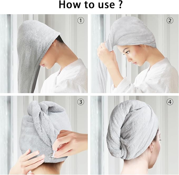2 Pack Microfiber Hair Towel Wrap - Image 7