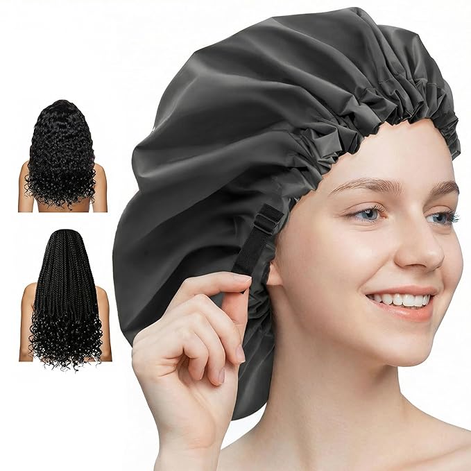 Aquior Shower Cap for Women, Extra Adjustable Shower Caps for Women by Aquior
