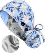 Satin Lined Scrub Caps with Buttons & Sweathand, Surgical Caps - Image 3