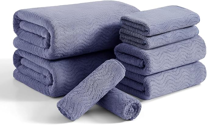 8 Piece Bath Towel Set |2 Oversized Large Bath Sheet, 2 Hand Towels, 4 by JessyHome