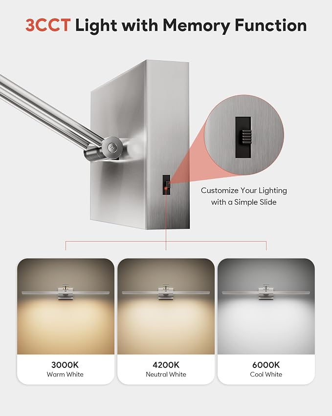 VONLUCE 30" LED Bathroom Vanity Light, 3CCT Modern LED Vanity Lights - Image 2