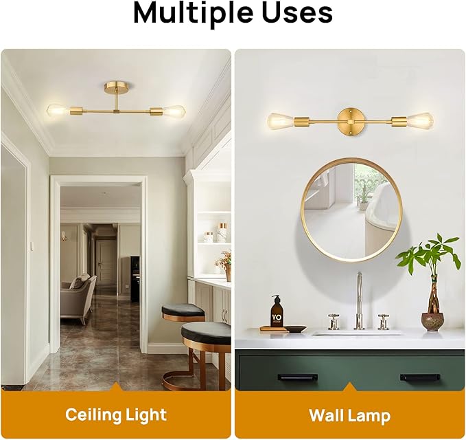 FadimiKoo 2-Light Gold Sconces Wall Light Fixtures, Bathroom Vanity Light - Image 4