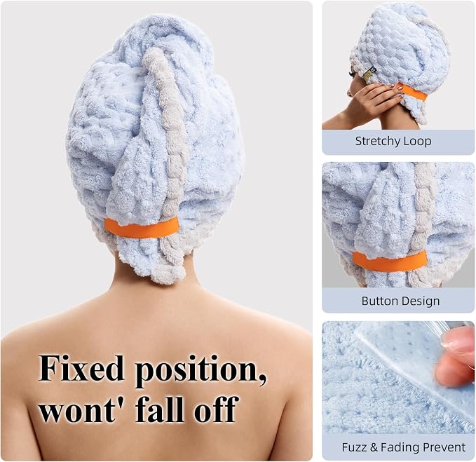 Hair Drying Towels, 19.7x31.5 inch Hair Towels - Image 4