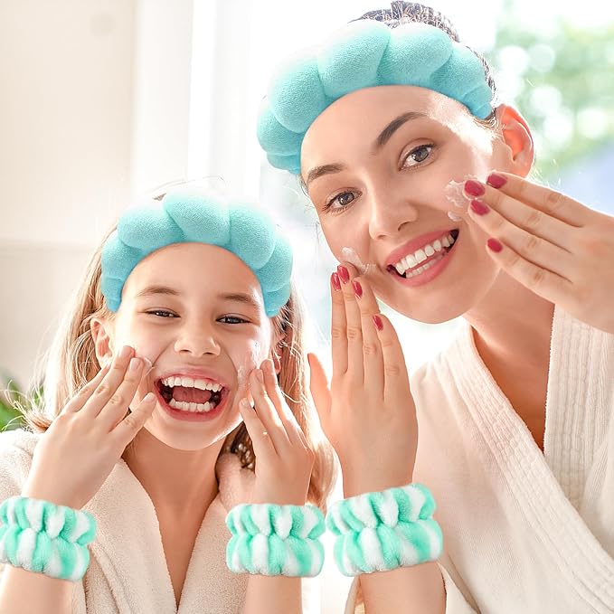 Zkptops Spa Headband for Washing Face Wristband Set Sponge Makeup Skincare - Image 7