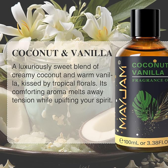 MAYJAM 100ML/3.38FL.OZ Coconut & Vanilla Fragrance Oils - Image 3