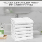 GOLD TEXTILES 120 White Economy Bath Towels Bulk Cotton Blend - Image 3