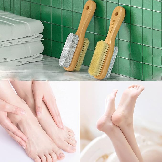 Natural Soft Bristle Foot Brush and Pumice Stone Combo - Image 7