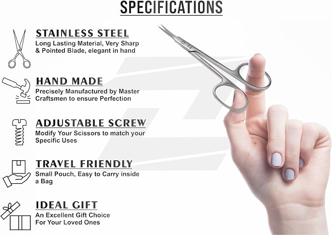 Cuticle Scissors Professional Extra Fine Curved Pointed Tip - Image 6