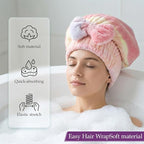 2 Pcs Ultra Absorbent Microfiber Hair Towel Wrap, Bow Tie Design Hair Drying - Image 4