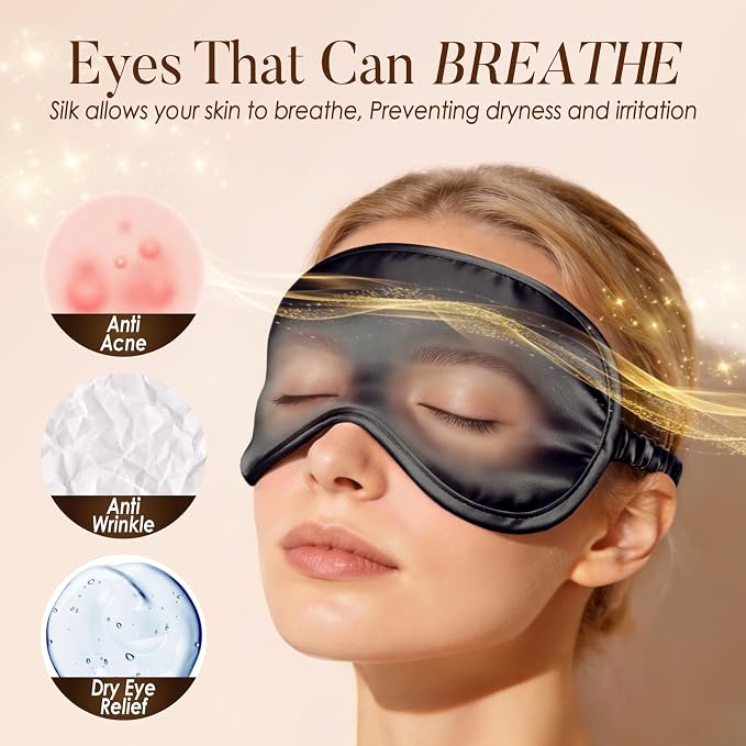 LULUSILK Mulberry Silk Sleep Eye Mask Blindfold - Image 5