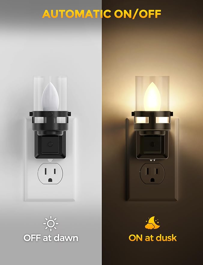 Briignite Candle Night Light Plug in, Vintage Night Lights Plug into Wall - Image 2
