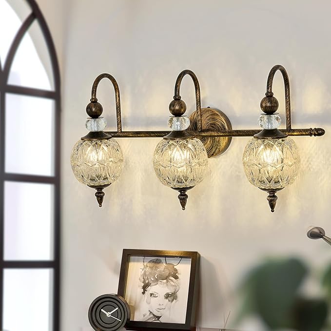 Piepooye Vintage Bathroom Light Fixtures Bronze Vanity Light - Image 7