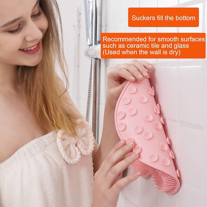 VOPHIA 2 Pack Shower Back & Foot Scrubber, Wall Mounted Back Scrubber Silicone - Image 5