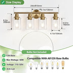 Zarbitta 4-Light Bathroom Light Fixtures, Brushed Brass Modern Vanity Lights - Image 7