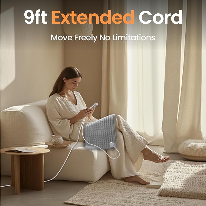 Heating Pad for Back, Shoulders & Period Cramps, 9 Heat Settings, Auto Shut-Off - Image 6