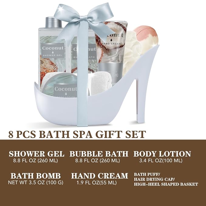 Soothing Coconut Spa Treasures for Women, 8 Piece Gift Set, Designed for beautys - Image 2