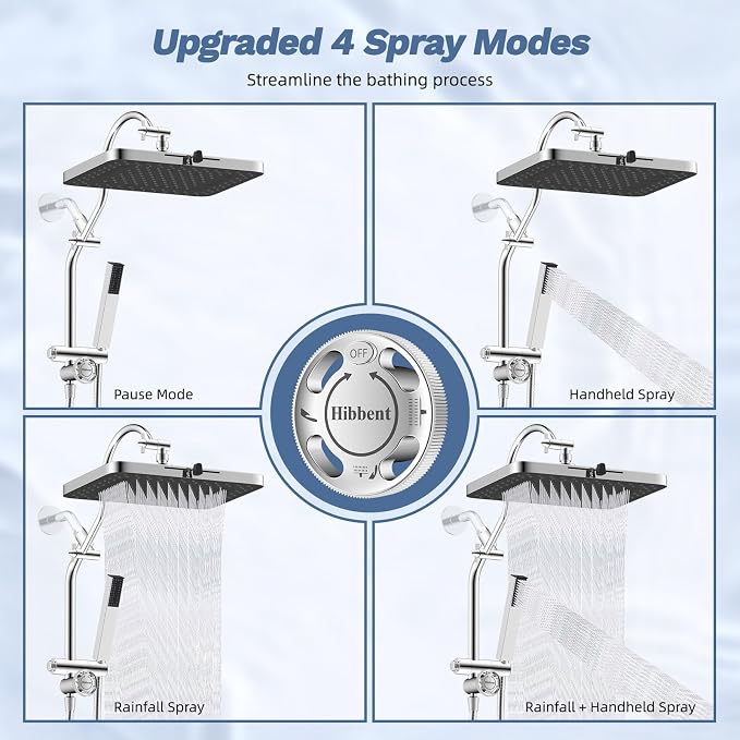 Hibbent Upgraded cUPC Certified 13'' Shower Head Combo, High Pressure 5-spray - Image 5