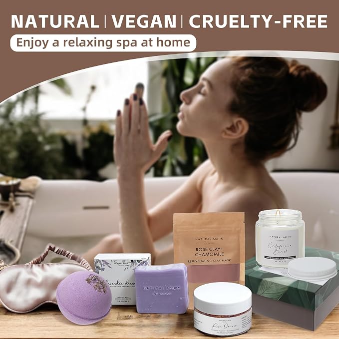 Natural Amor Spa Gift Set for Women – 6-Piece Self Care Gift Box - Image 6