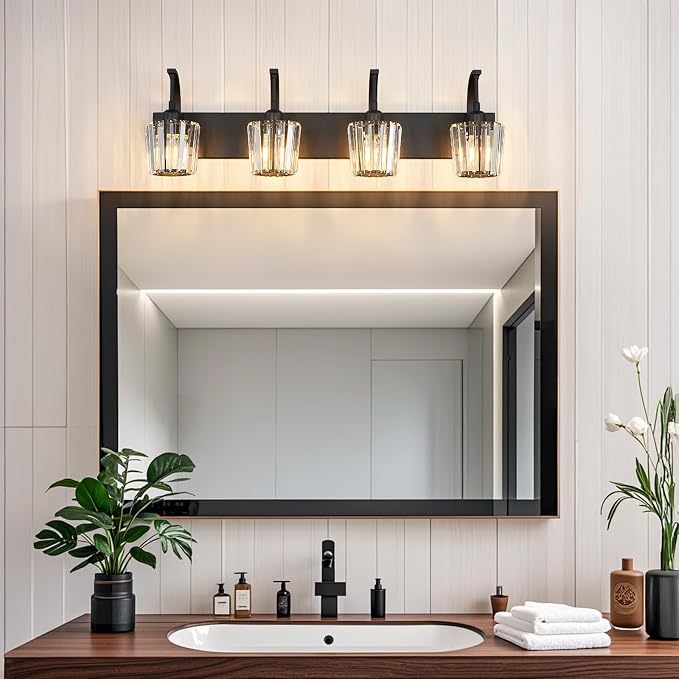 Modern Bathroom Vanity Light, 4-Light Black Wall Sconce - Image 3