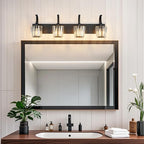 Modern Bathroom Vanity Light, 4-Light Black Wall Sconce - Image 3
