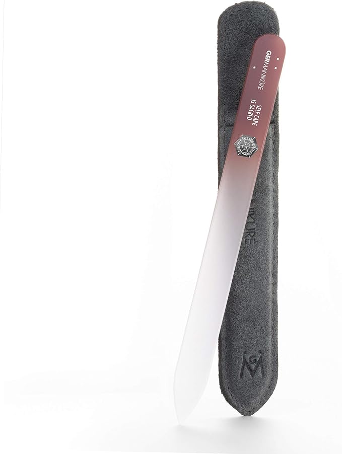 GERMANIKURE Glass Nail File in Suede Sleeve by GERMANIKURE