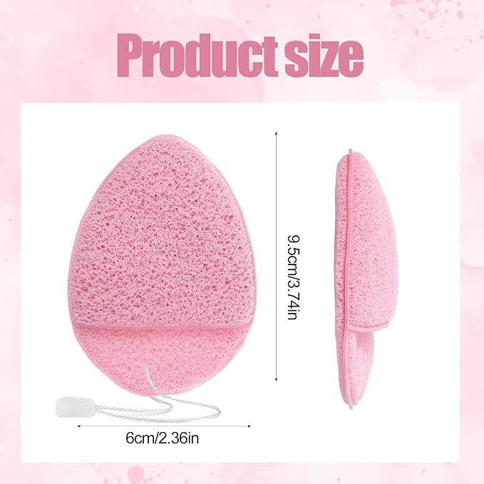9PCS Drop Shape Exfoliating Face Scrubber Sponge Daily Cleansing Facial Sponges - Image 2