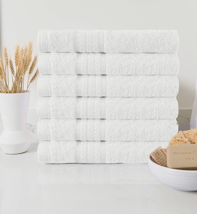 Cotton Craft Ultra Soft 6 Pack Hand Towels 16x28 White Weighs 6 Ounces Each - Image 4