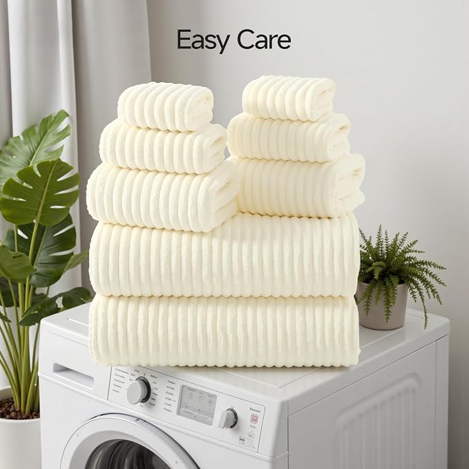 REDKISS Cream Microfiber Bath Towels Set 8 Piece - Image 7