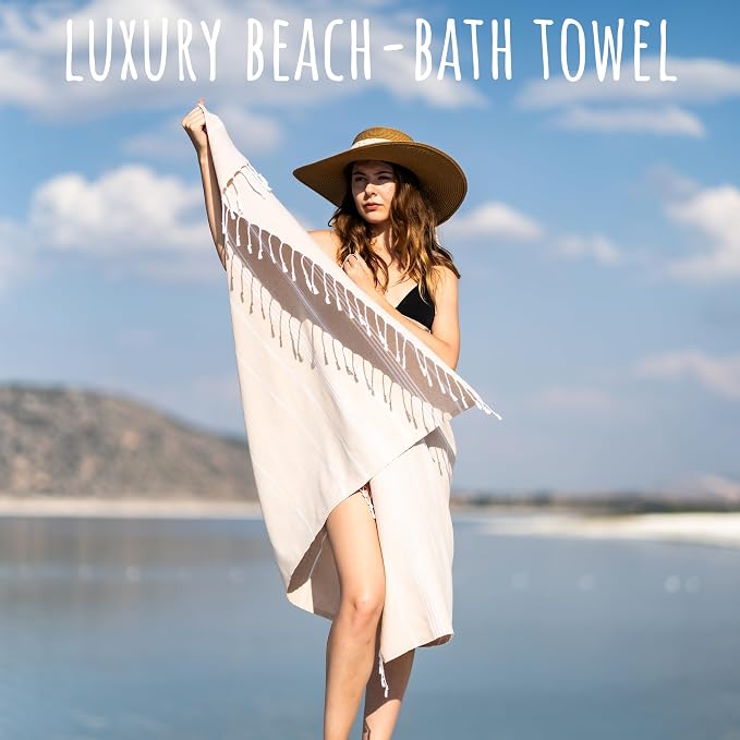 Ray Silver Turkish Beach Towel – 100% Cotton 40x71 Quick Dry Oversized Sand - Image 3
