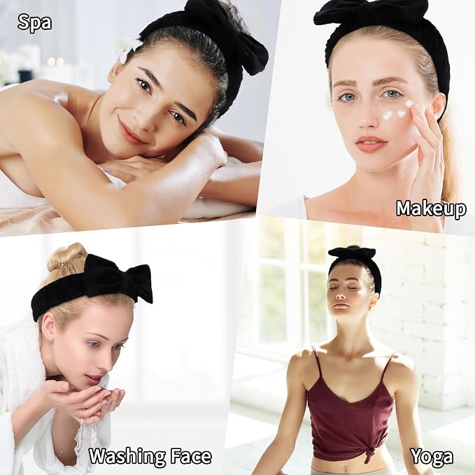 Casoty 12 Pcs Black Spa Headbands, Hair Holder - Image 7