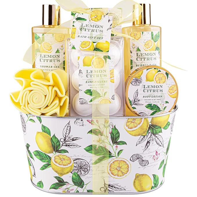 Bath Gift Set, Lemon Citrus Spa Gift Basket by Ariosemonde