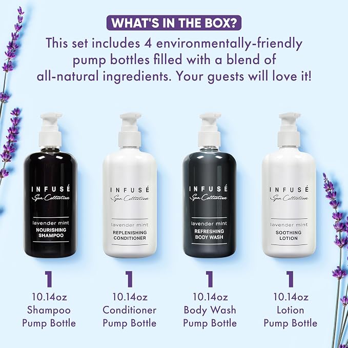 1-Shoppe Infuse Lavender Mint Spa Collection Amenities Set | 10.14 oz Pumps | - Image 5
