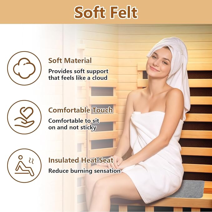 Felt Sauna Cusion, Felt Sauna Seat Cushion, 19.6 x 13in Sauna Mat - Image 3