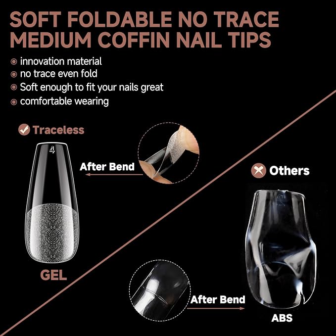 UNA GELLA Coffin Nails Tips, 12 Sizes - Image 6