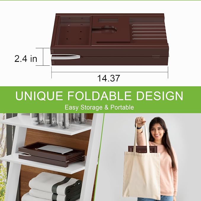 Bathtub Caddy Tray for Tub, Foldable Bath Table Trays, Bamboo Shelf - Image 4