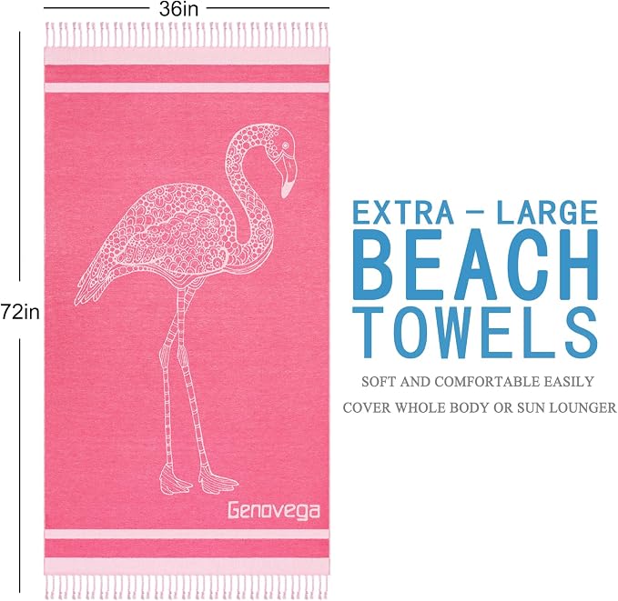 Genovega Oversized Cotton Turkish Beach Towels 72"x36" Lightweight Quick Dry - Image 6