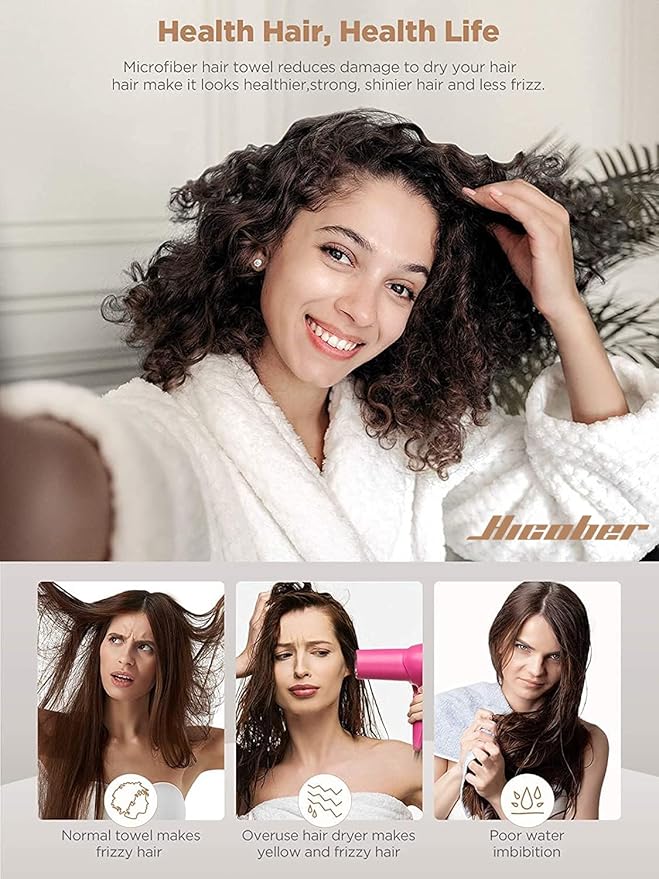 Hicober Microfiber Hair Towel, Drying Hair Wrap Towels - Image 2