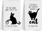 2Pcs Cat Kitchen Towels "The Secret Ingredient Is Cat Hair" Design Farmhouse by Unknown